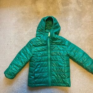 Primary Green Hooded Puffer Jacket